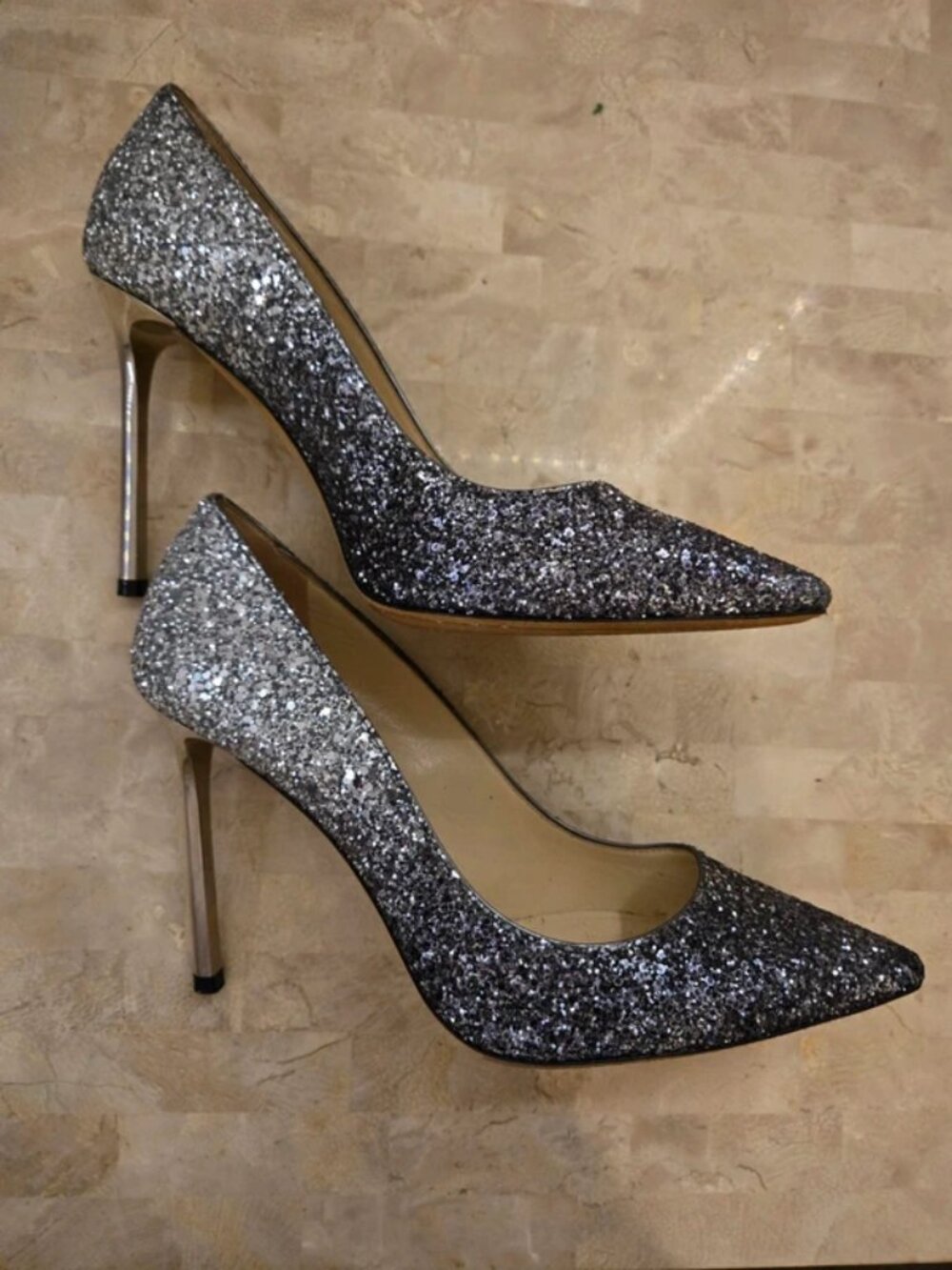 Jimmy Choo Romy Heels in Silver